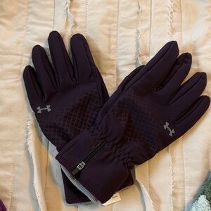 Under Armour Dark Purple Gloves with Silver Logo